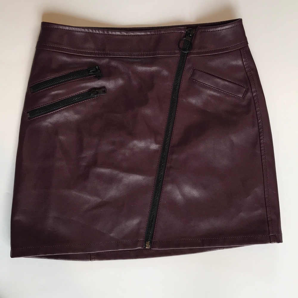 Express Maroon faux leather skirt.